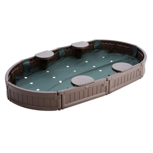 Sandbox with Cover 72 x 415 x 9.1 in Oval Sand Box HDPE Sand Pit with 4