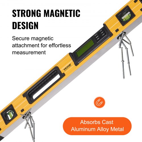 Magnetic Torpedo Level 600mm LED Backlit Screen Mechanical Bubble Vials