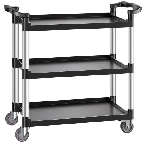 Utility Cart 500 lbs Load Capacity 3tier Utility Plastic Cart with 360°