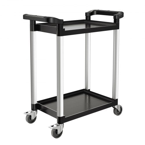 Utility Cart 300 lbs Load Capacity 2tier Utility Plastic Cart with 360°