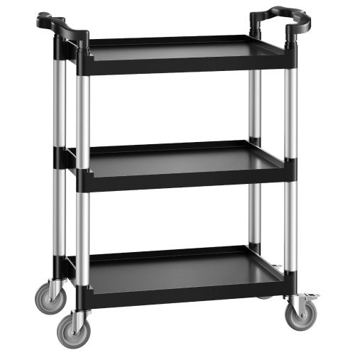 Utility Cart 300 lbs Load Capacity 3tier Utility Plastic Cart with 360°