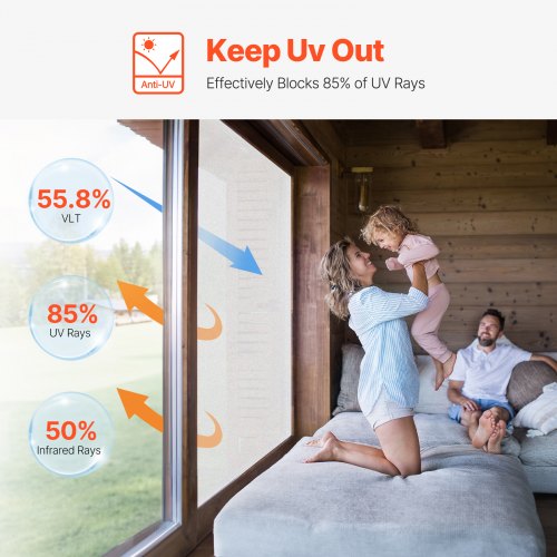 Window Privacy Film Frosted Glass Window Film Sun Blocking Heat Control