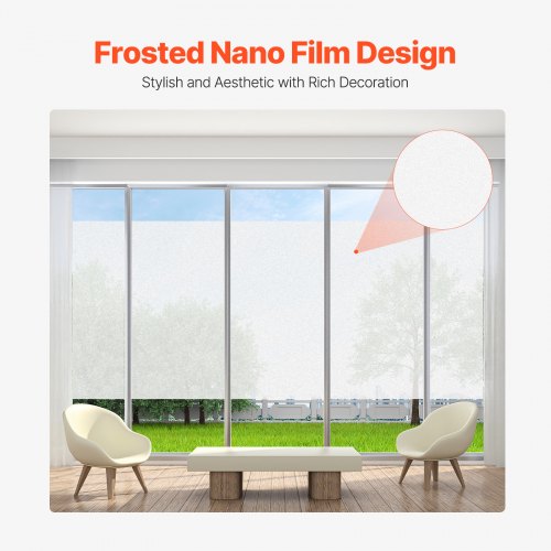 Window Privacy Film Frosted Glass Window Film Sun Blocking Heat Control