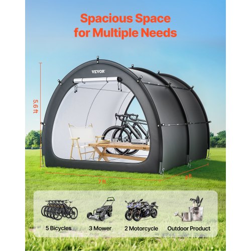 Bike Storage Tent 5 Bikes Outdoor Spacious Bike Storage Tent with Ventilated