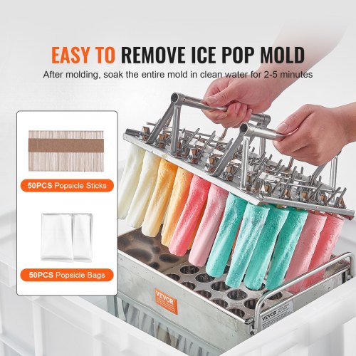 Commercial Popsicle Moulds 40PCS Cylindrical Ice Pop Moulds Stainless