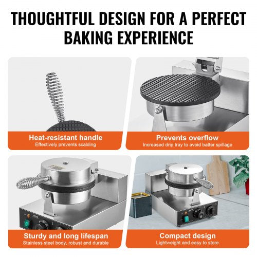 Electric Ice Cream Cone Maker Commercial 1230W Waffle Cone Machine