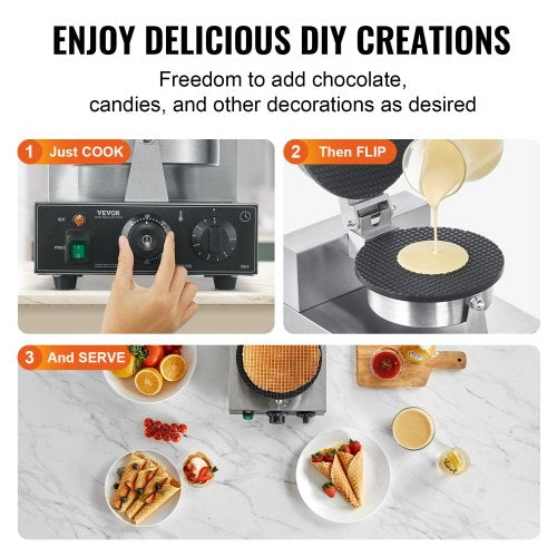 Electric Ice Cream Cone Maker Commercial 1230W Waffle Cone Machine