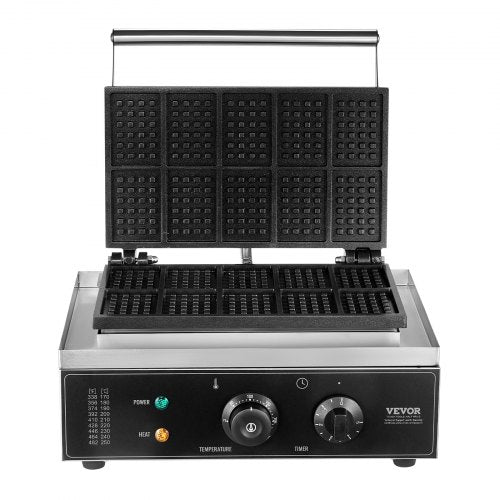 Commercial Waffle Maker 10PCS Rectangle Waffle Baker Machine 1550W