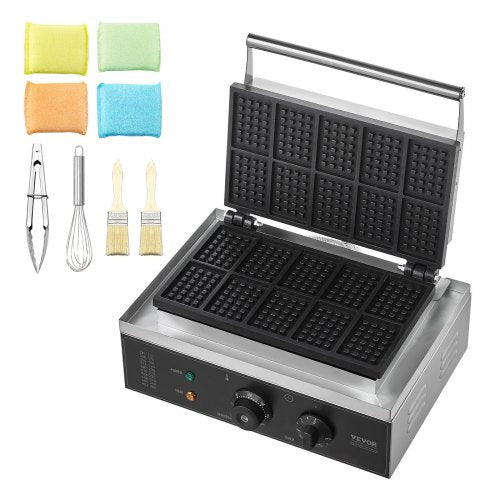 Commercial Waffle Maker 10PCS Rectangle Waffle Baker Machine 1550W
