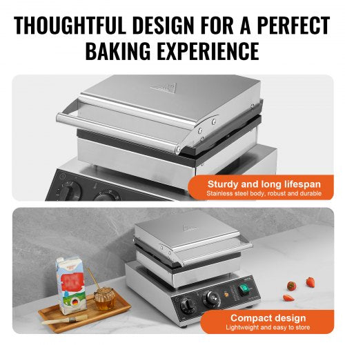 Commercial Waffle Maker 4PCS Round Waffle Baker Machine1750W NonStick