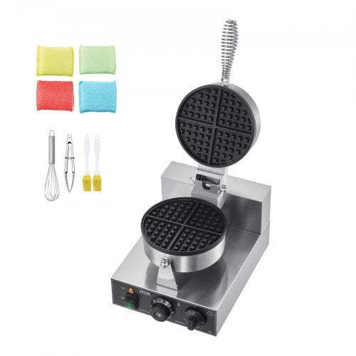 Commercial Waffle Maker 1230W Round Waffle Baker Machine NonStick