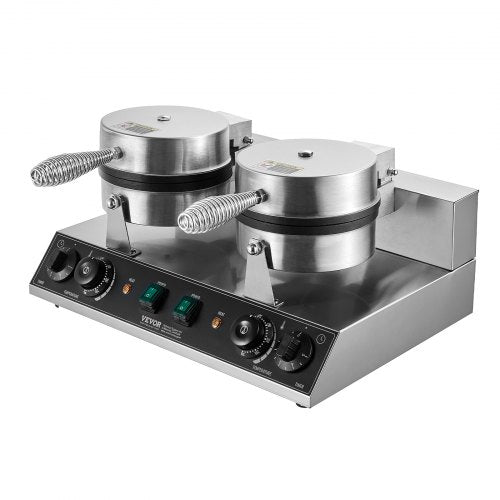 Commercial Waffle Maker DualHead Round Waffle Baker Machine 2460W