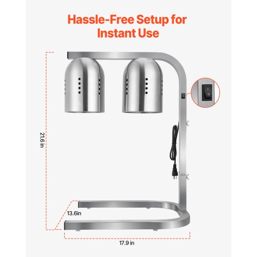 Food Heat Lamp 500W Bulbs Commercial Food Warmer Light Electric Stainless