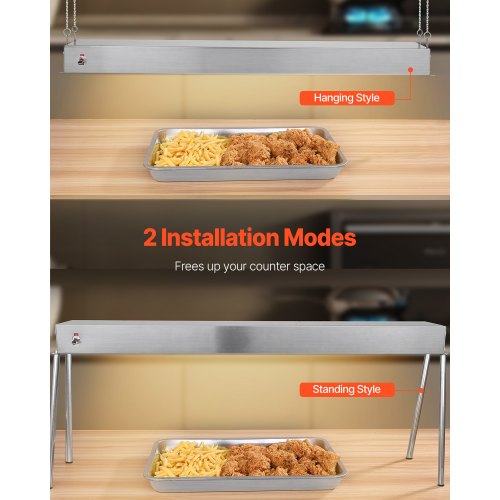 Food Heat Lamp 750W Hanging Commercial Food Heating Warmer Stainless Steel