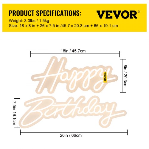 Happy Birthday Neon Sign 18 x 8 26 x 75 LED Neon Lights Signs