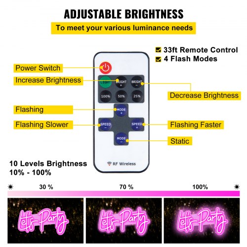 Lets Party Neon Sign 23X10 Neon Sign for Wall Decor Adjustable