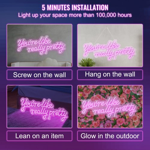 Youre Like Really Pretty Neon Sign 275 x 12 Pink LED Neon Signs for Wall Decor