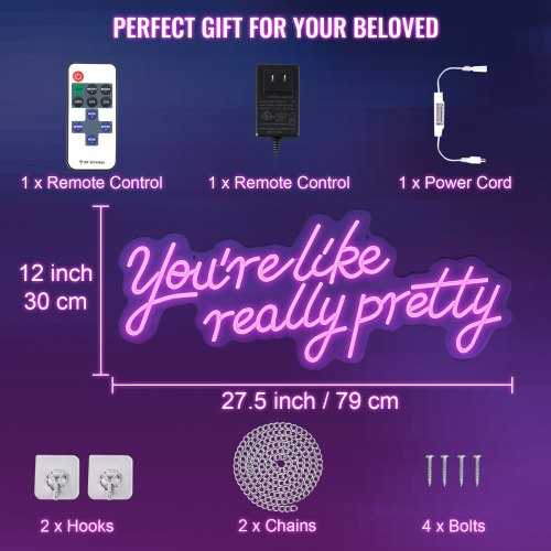Youre Like Really Pretty Neon Sign 275 x 12 Pink LED Neon Signs for Wall Decor
