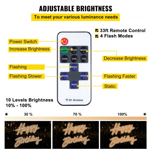 Happy Birthday Neon Sign 165 x 8 23 x 8 LED Neon Lights Signs