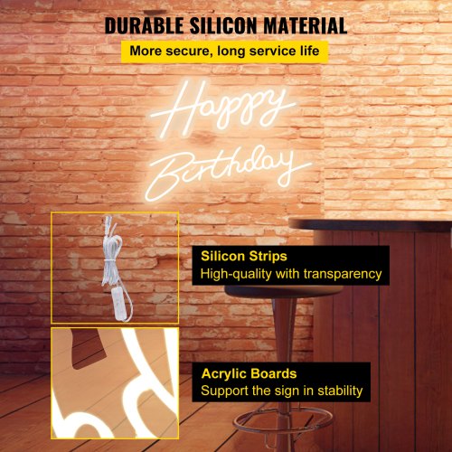 Happy Birthday Neon Sign 165 x 8 23 x 8 LED Neon Lights Signs