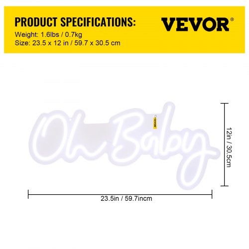 Oh Baby Neon Sign for Wall Decor with Remote Control and Dimmable Switch
