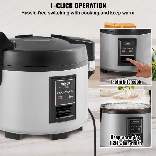 Commercial Rice Cooker 45Cup NonStick Pot 9L 12H Keep Warm Restaurant