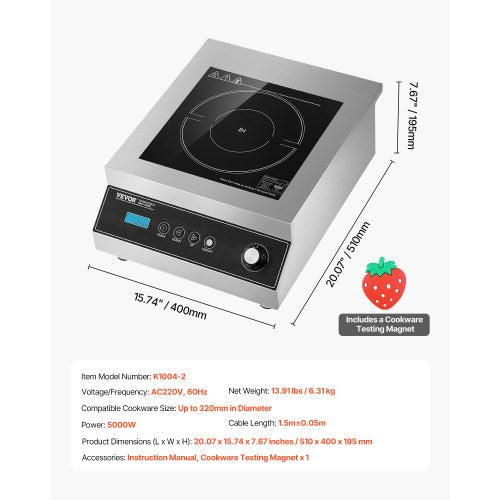 Portable Induction Cooktop 5000W Commercial Induction Burner with 16
