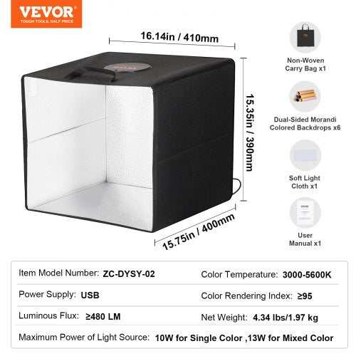 Photo Studio Light Box 16 x 16 30005600K Adjustable 3 Color