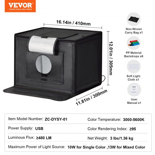 Photo Studio Light Box 12 x 12 30005600K Adjustable 3 Color