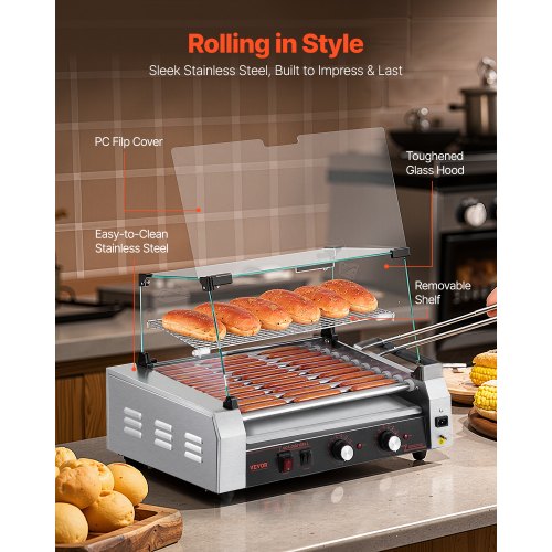 Hot Dog Roller 30 Hot Dog 11 Rollers Stainless Steel Sausage Grill Cooker