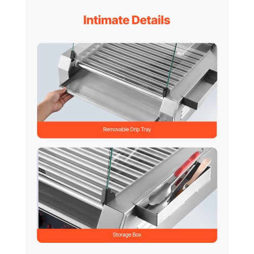 Hot Dog Roller 30 Hot Dog 11 Rollers Stainless Steel Sausage Grill Cooker