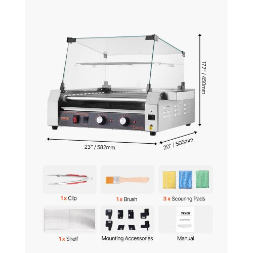 Hot Dog Roller 30 Hot Dog 11 Rollers Stainless Steel Sausage Grill Cooker