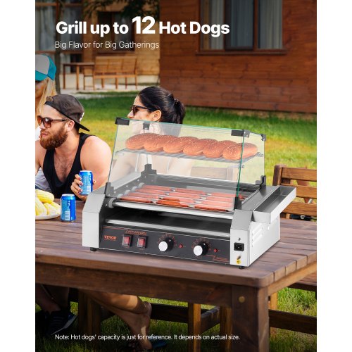 Hot Dog Roller 12 Hot Dog 5 Rollers Stainless Steel Sausage Grill Cooker