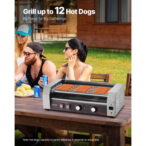 Hot Dog Roller 12 Hot Dog 5 Rollers Stainless Steel Sausage Grill Cooker