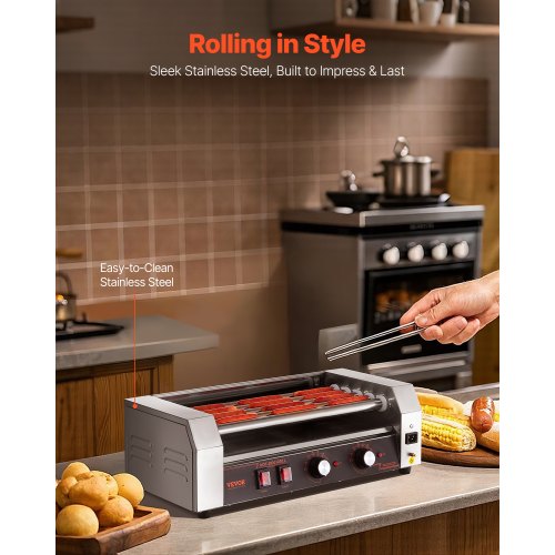 Hot Dog Roller 12 Hot Dog 5 Rollers Stainless Steel Sausage Grill Cooker