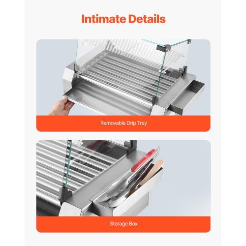 Hot Dog Roller 18 Hot Dog 7 Rollers Stainless Steel Sausage Grill Cooker