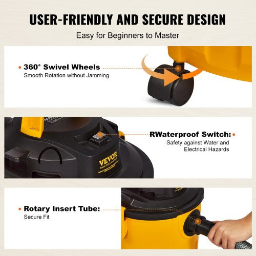 Shop Vacuum Wet And Dry 5 Gallon 6 Peak HP WetDry Vac Powerful Suction