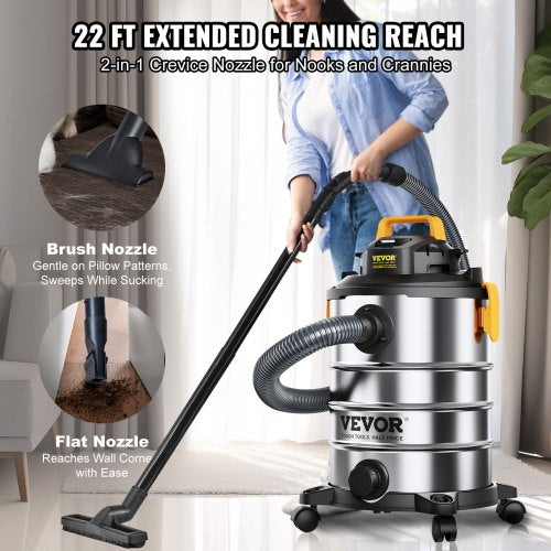 Stainless Steel Wet Dry Shop Vacuum 8 Gallon 6 Peak HP WetDry Vac