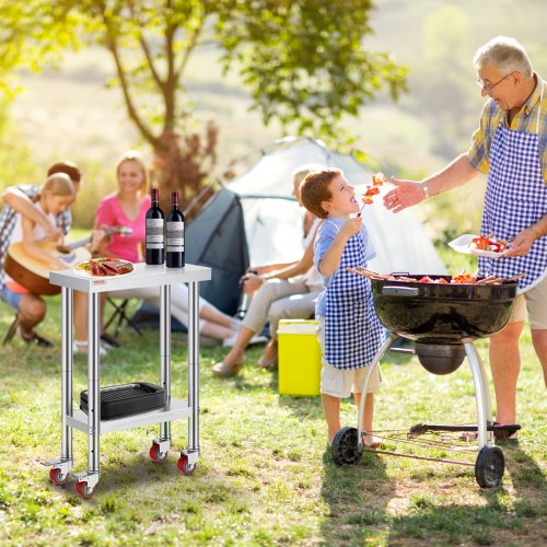 Stainless Steel Work Table 12 x 24 x 34 Inch 700 LBS Load Capacity with 4