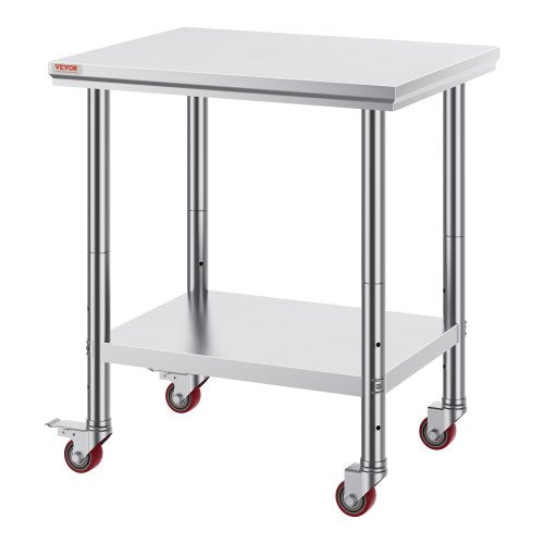Stainless Steel Work Table 30 x 24 x 33 Inch 700 LBS Load Capacity with 4