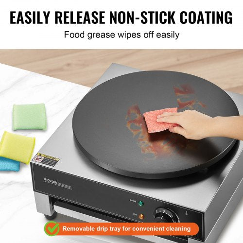 Electric Crepe Maker 16Inch Commercial Crepe Machine 1700W Flat Plate