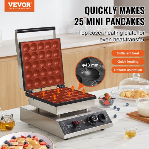 Mini Dutch Pancake Maker 25PCS 43mm Diameter Dorayaki Baker Machine 1700W