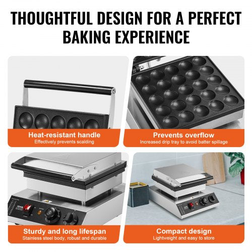 Mini Dutch Pancake Maker 25PCS 43mm Diameter Dorayaki Baker Machine 1700W