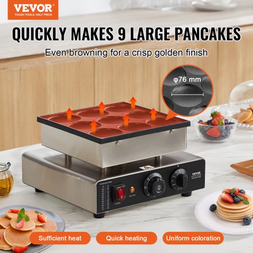 Dutch Pancake Maker 9PCS 76mm Diameter Dorayaki Baker Machine 850W