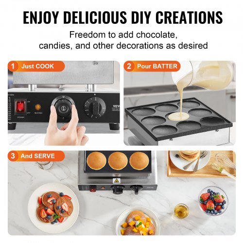 Dutch Pancake Maker 9PCS 76mm Diameter Dorayaki Baker Machine 850W