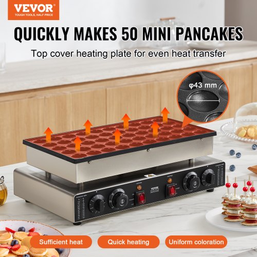 Mini Dutch Pancake Maker 50PCS 43mm Diameter Dorayaki Baker Machine 1700W