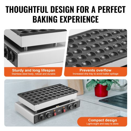 Mini Dutch Pancake Maker 50PCS 43mm Diameter Dorayaki Baker Machine 1700W