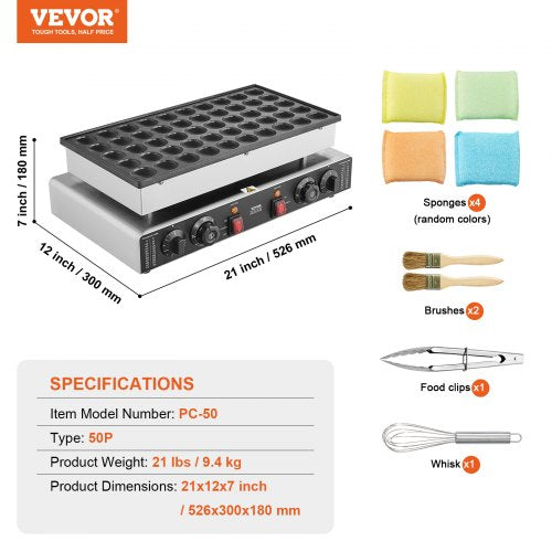 Mini Dutch Pancake Maker 50PCS 43mm Diameter Dorayaki Baker Machine 1700W