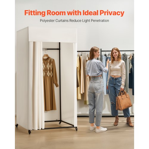 Fitting Room Moveable Dressing Room with Thick Curtains Privacy Space
