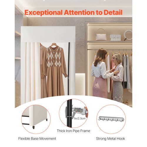 Fitting Room Moveable Dressing Room with Thick Curtains Privacy Space